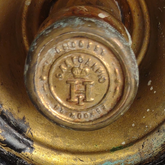 Antique Russian Brass Spring Loaded Candle Holders w/Etched Cranberry Globes - Picture 12 of 13